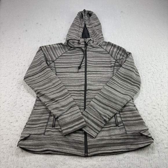 Kuhl‎ Piper Hoodie Jacket Womens Medium Gray Striped Full Zip Outdoor Athletic - Picture 1 of 11